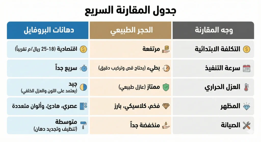 مقارنة بين الحجر والبروفايل